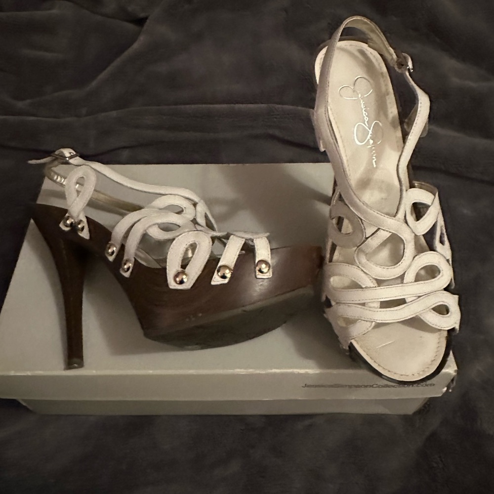 Jessica Simpson white sandals